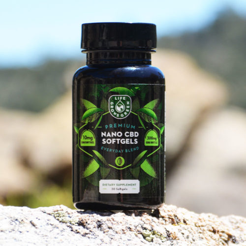 A bottle of CBD softgel capsules formulated for everyday.